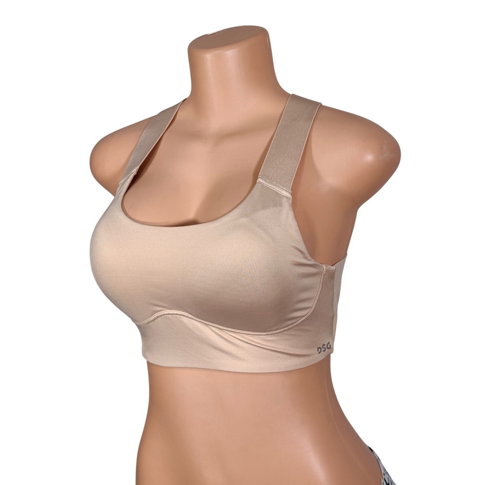 DSG Sports Bra Womens Small Tan Like New High Support Crossback Adjustable Strap